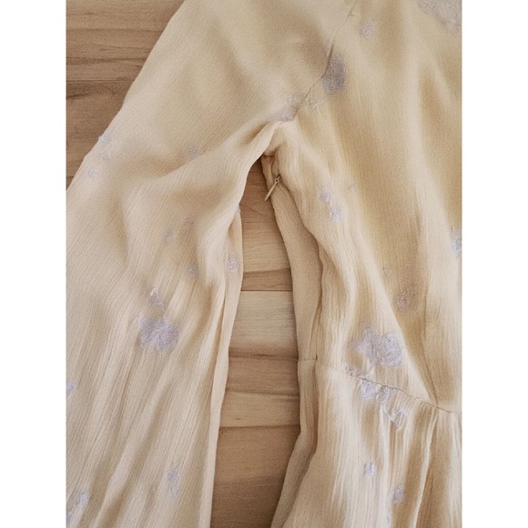 Free People Jasmine Bohemian Light Yellow Embroidered Mini Dress Sz 0 XS - Picture 7 of 12